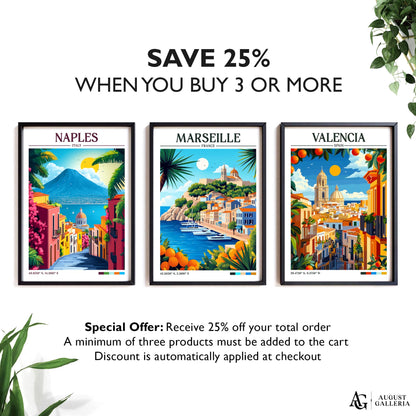 Marseille France Retro Travel Print