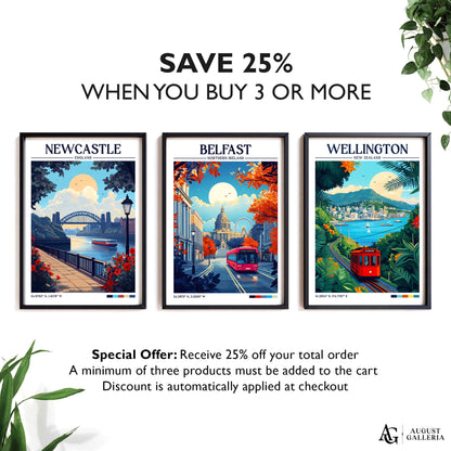 Belfast Northern Ireland Retro Travel Print