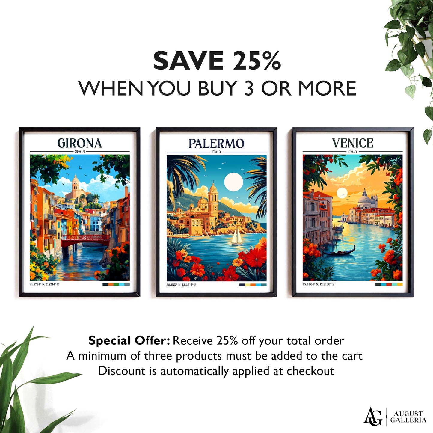 Palermo Italy Retro Travel Print