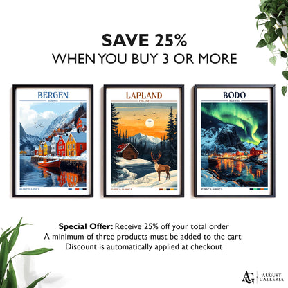 Lapland Retro Travel Print