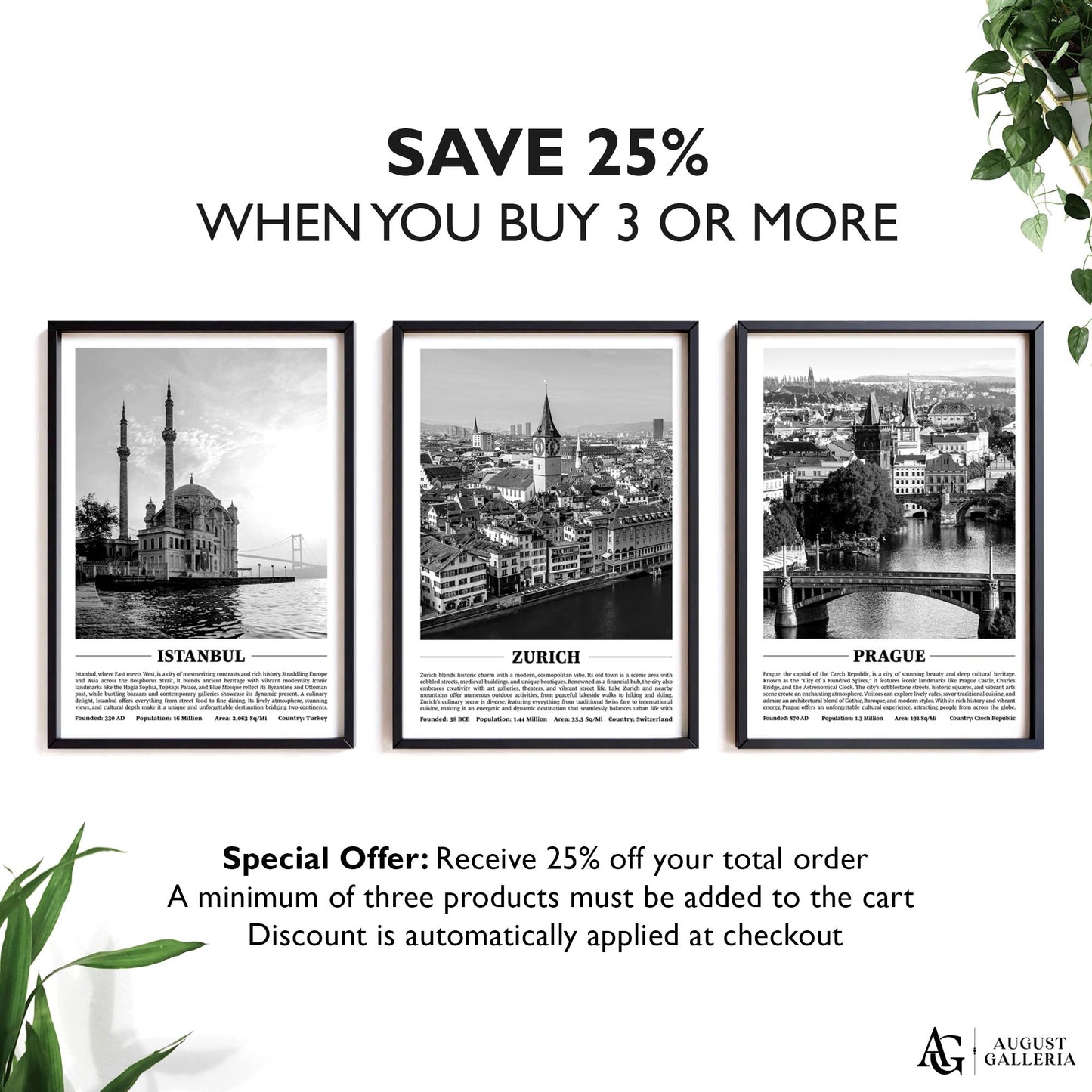 Zurich Black & White City Print