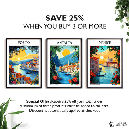 Antalya Turkey Retro Travel Print