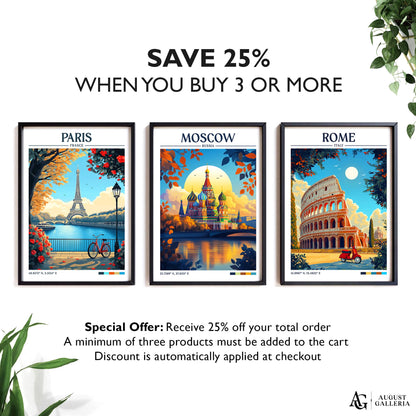 Moscow Russia Retro Travel Print