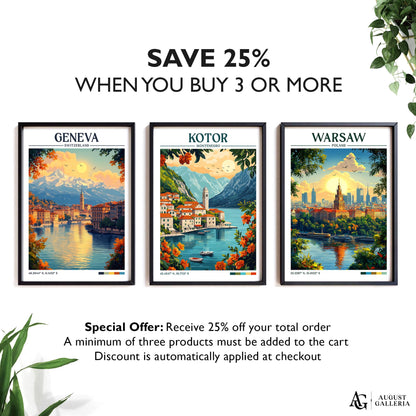 Kotor Montenegro Retro Travel Print