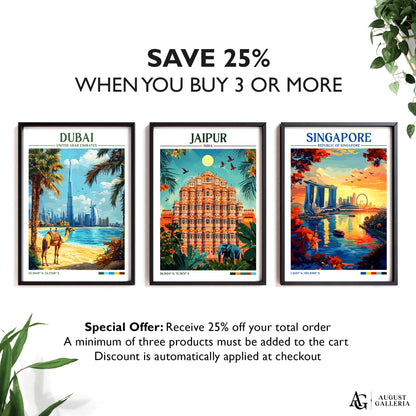Jaipur India Retro Travel Print