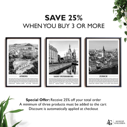 Saint Petersburg Black & White City Print