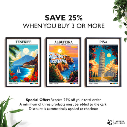 Albufeira Portugal Retro Travel Print