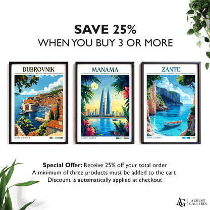 Manama Bahrain Retro Travel Print