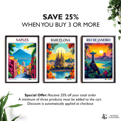 Barcelona Spain Retro Travel Print