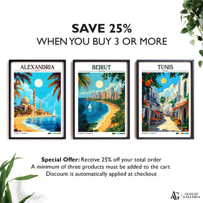 Beirut Lebanon Retro Travel Print