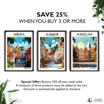 Maribor Slovenia Retro Travel Print