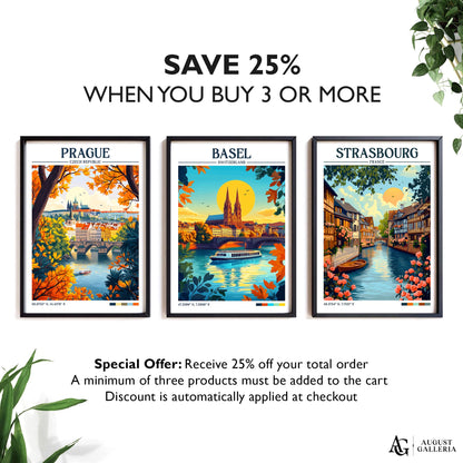 Basel Switzerland Retro Travel Print