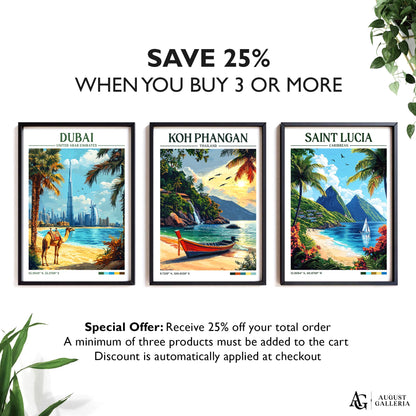 Koh Phangan Thailand Retro Travel Print