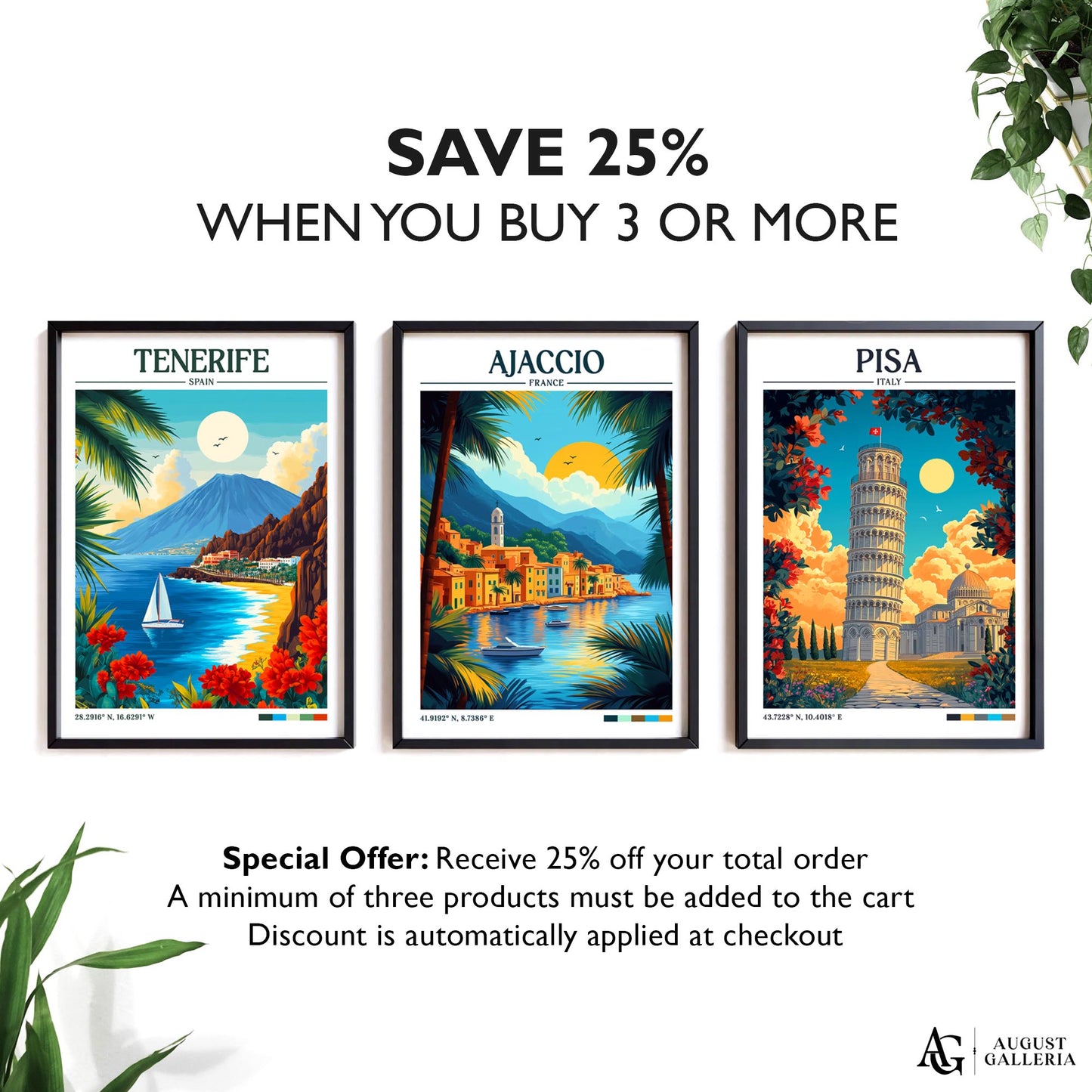 Ajaccio France Retro Travel Print