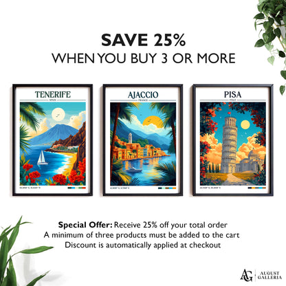 Ajaccio France Retro Travel Print