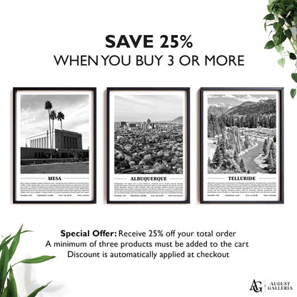 Albuquerque Black & White City Print