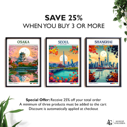 Seoul South Korea Retro Travel Print
