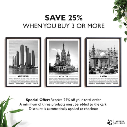 Moscow Black & White City Print