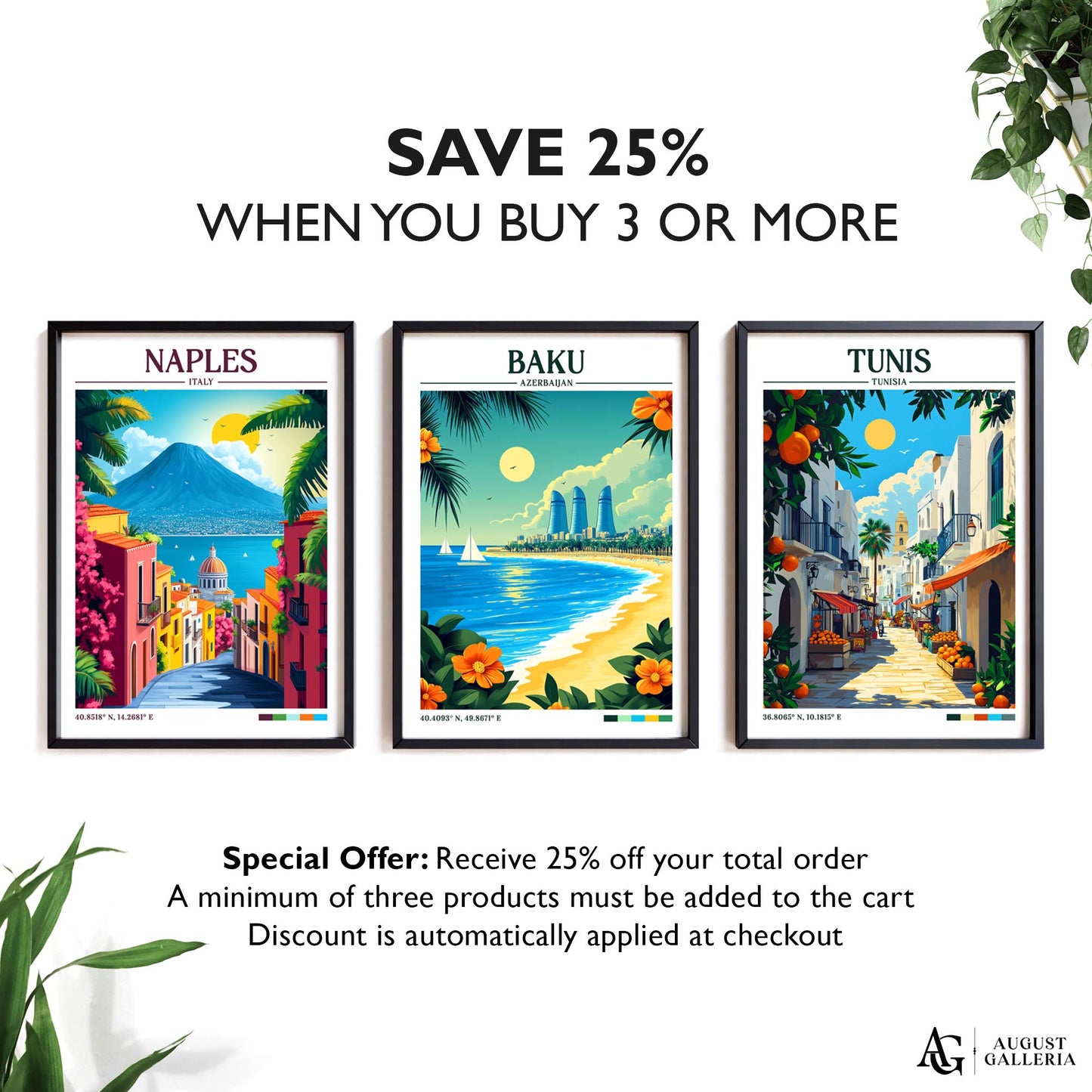 Baku Azerbaijan Retro Travel Print