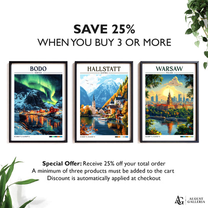 Hallstatt Austria Retro Travel Print