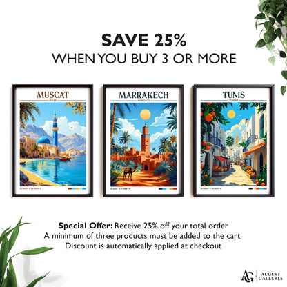 Marrakech Morocco Retro Travel Print