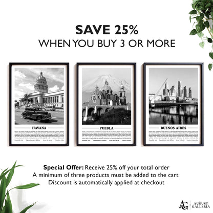 Puebla Black & White City Print
