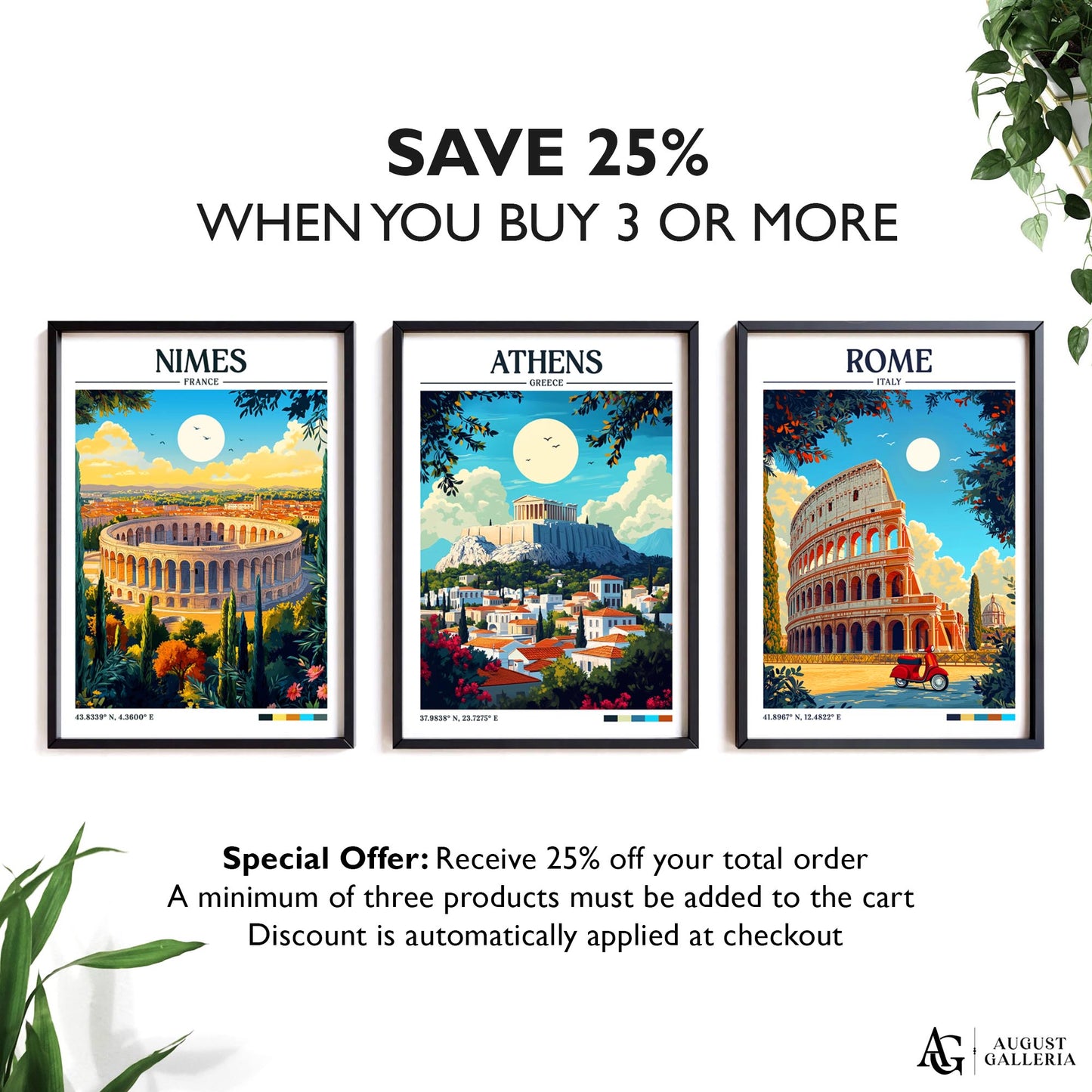 Athens Greece Retro Travel Print