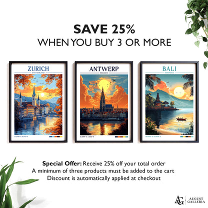 Antwerp Belgium Retro Travel Print