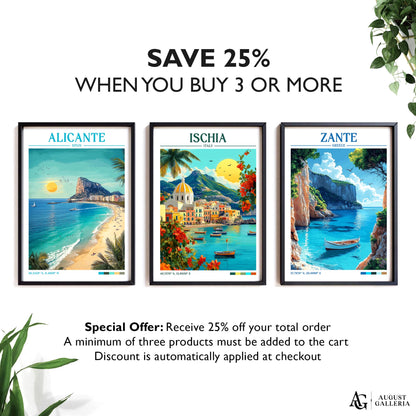 Ischia Italy Retro Travel Print