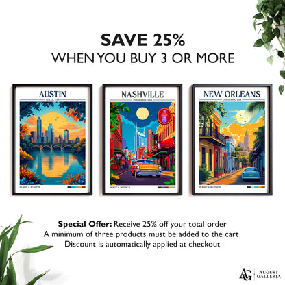 Nashville Tennessee Retro Travel Print