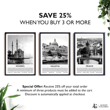 Valletta Black & White City Print