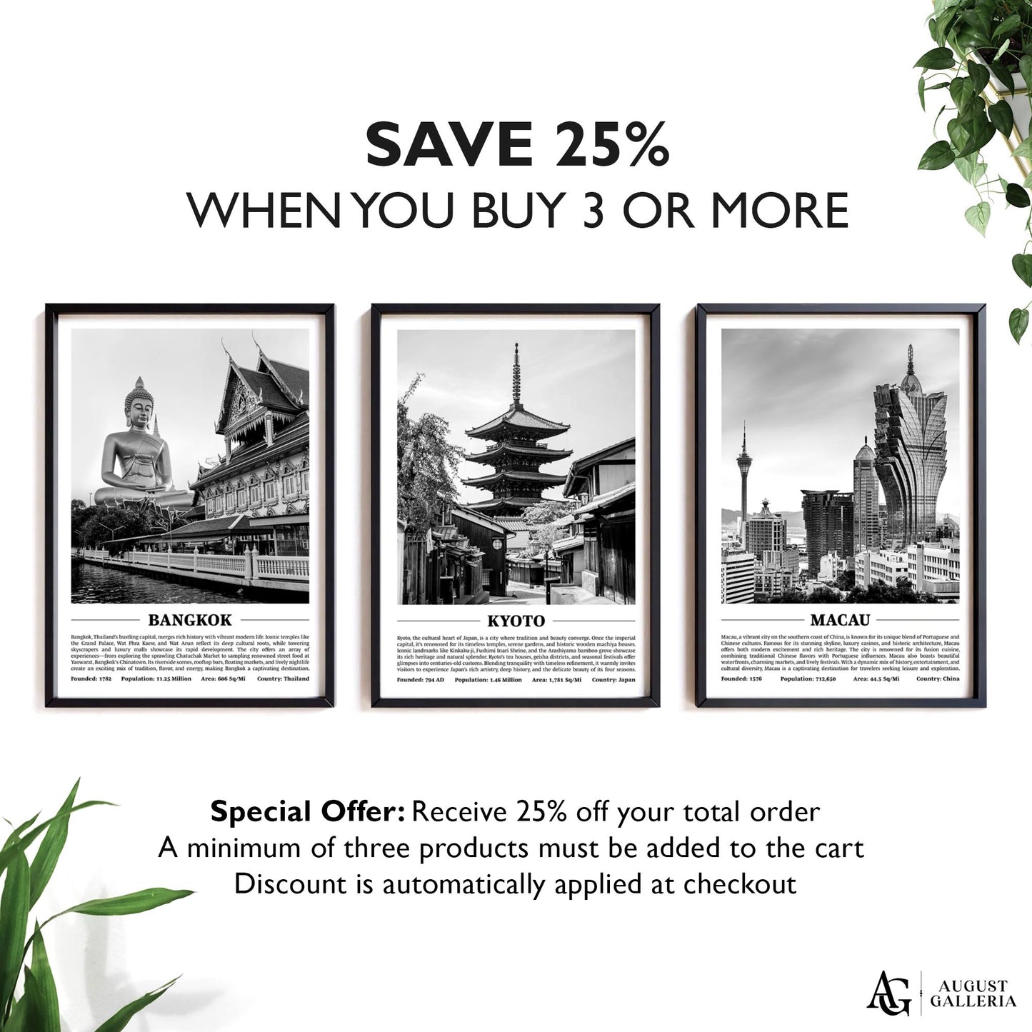 Kyoto Black & White City Print