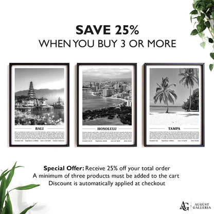 Honolulu Black & White City Print