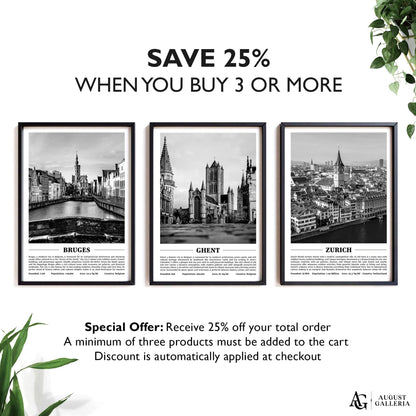 Ghent Black & White City Print