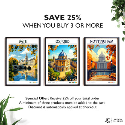Oxford England Retro Travel Print