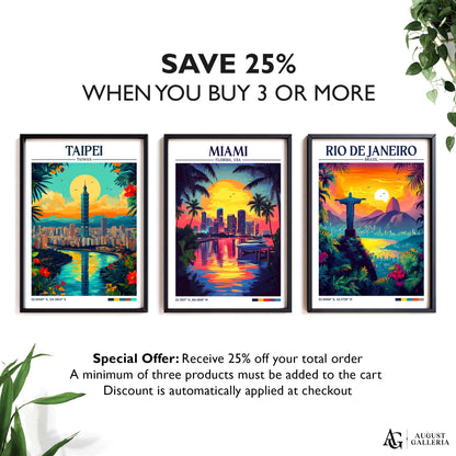 Miami Florida Retro Travel Print