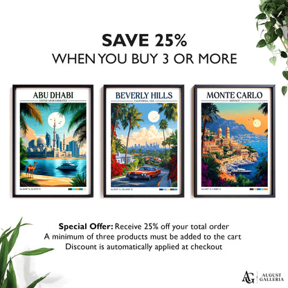 Beverly Hills Retro Travel Print