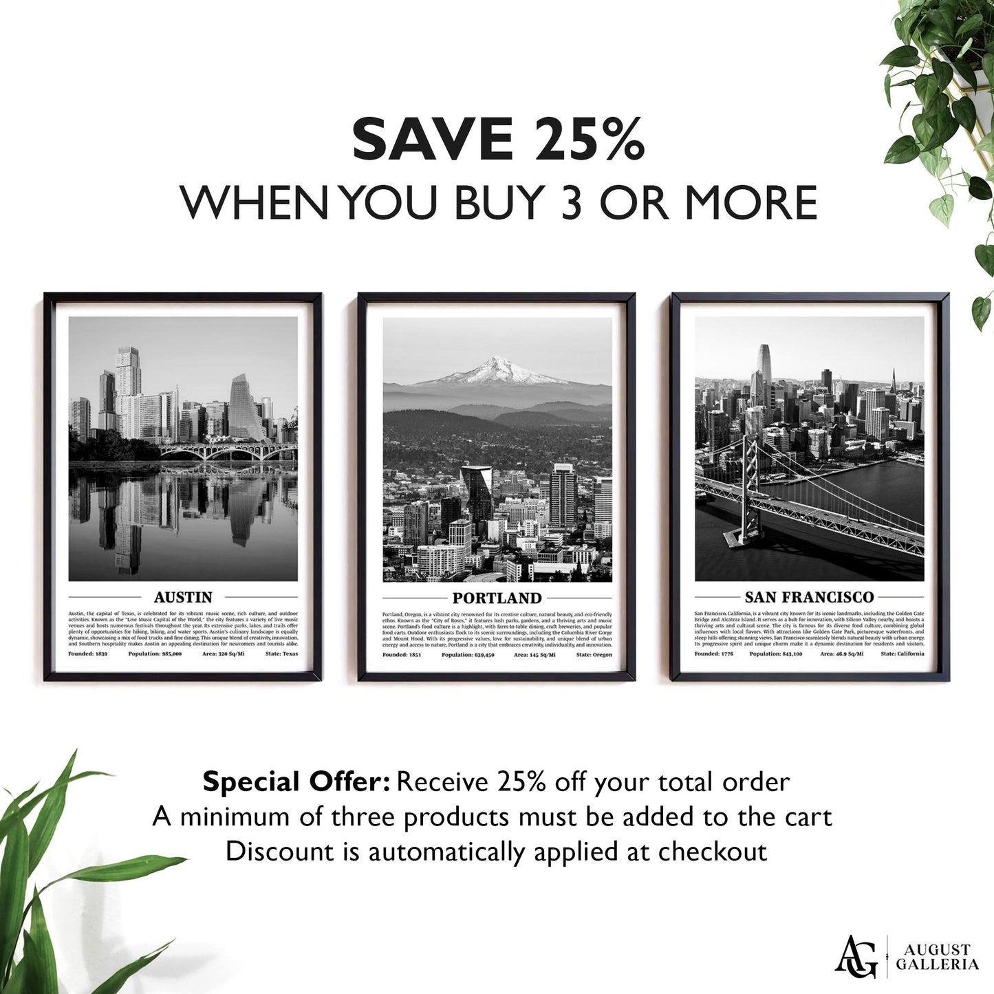 Portland Black & White City Print