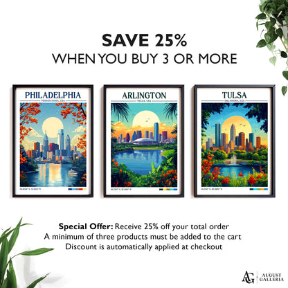 Arlington Texas Retro Travel Print