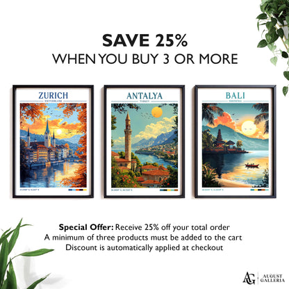 Antalya Turkey Retro Travel Print