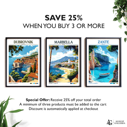 Marbella Spain Retro Travel Print