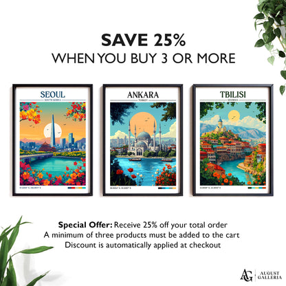 Ankara Turkey Retro Travel Print