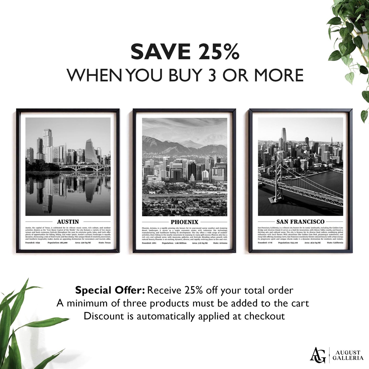 Phoenix Black & White City Print