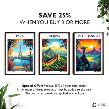 Beijing China Retro Travel Print