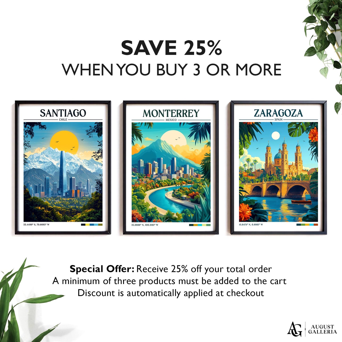 Monterrey Mexico Retro Travel Print