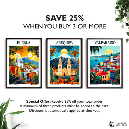 Arequipa Peru Retro Travel Print