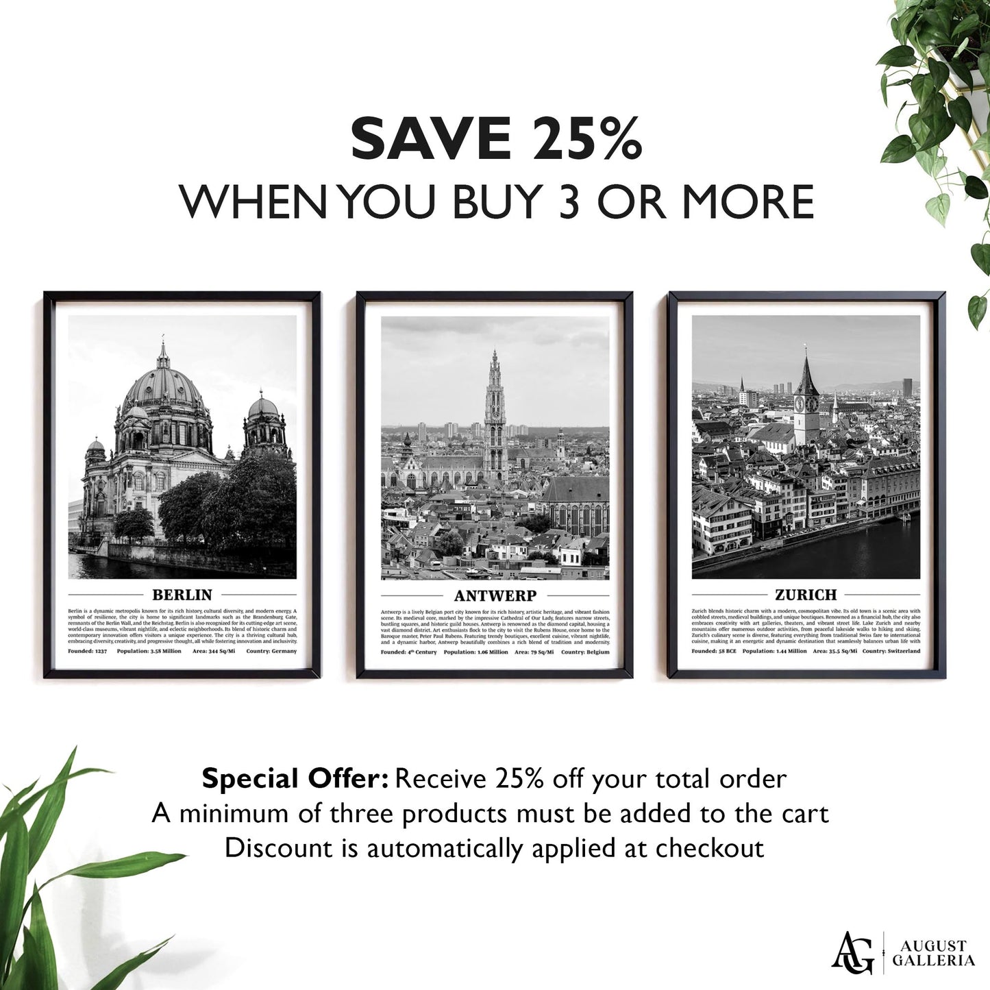 Antwerp Black & White City Print