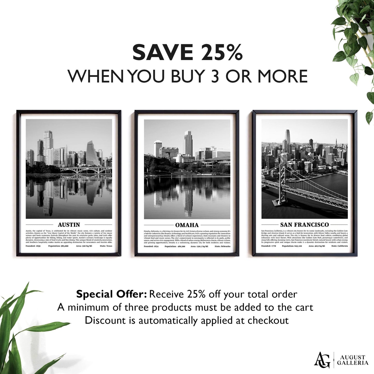 Omaha Black & White City Print
