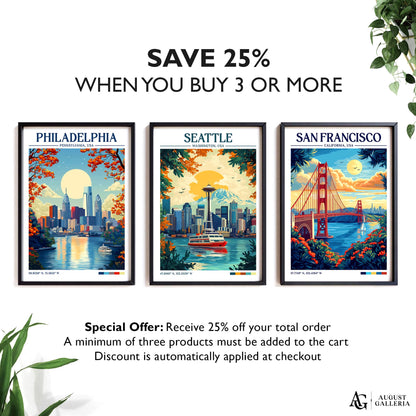 Seattle Washington Retro Travel Print