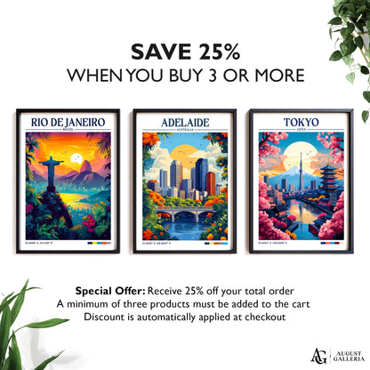 Adelaide Australia Retro Travel Print